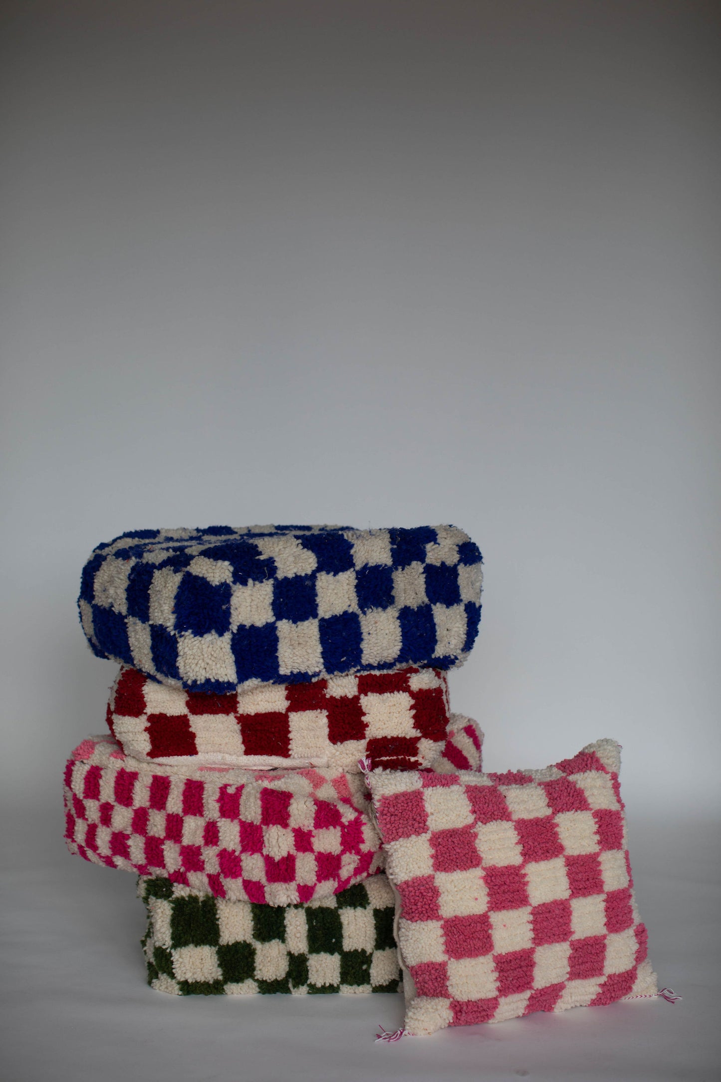 Handmade Moroccan Checkered Pouf/Ottoman