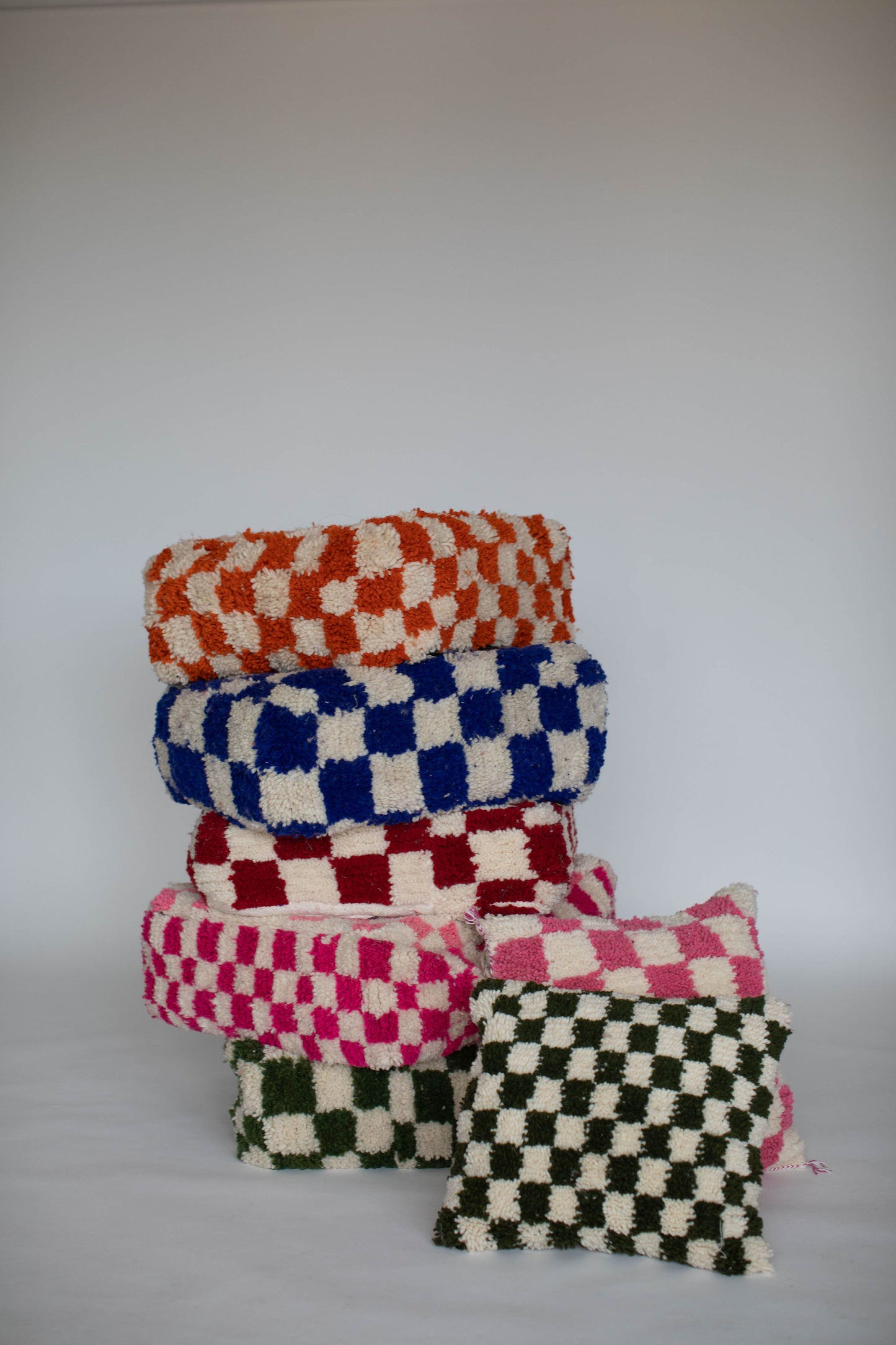 Handmade Moroccan Checkered Pouf/Ottoman