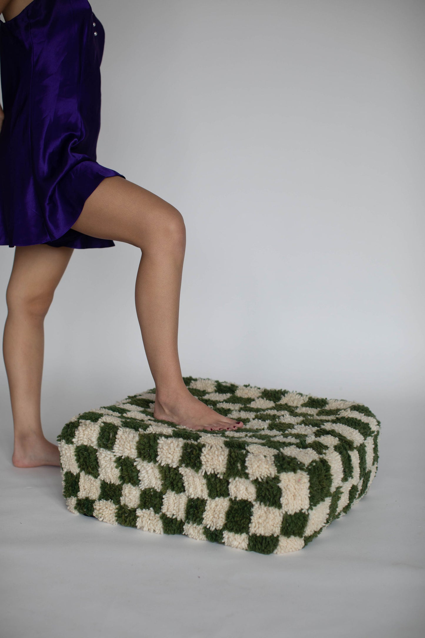 Handmade Moroccan Checkered Pouf/Ottoman