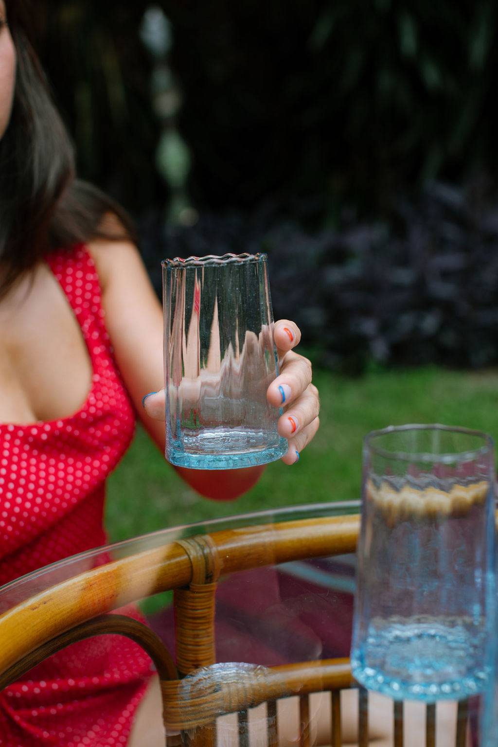 Cocktail Glasses Tall - Blue Stripes (6)