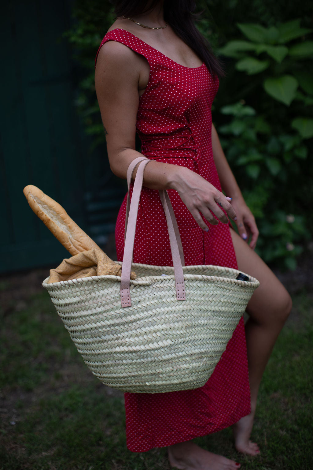 Palm & Leather Market Bag