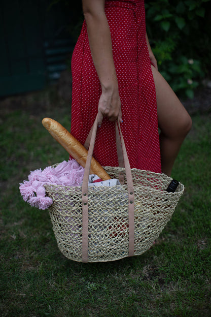 SeaGrass & Leather Market Bag