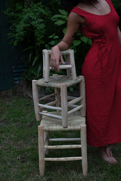 Nesting Eucalyptus Wood & Natural Rope Stools - Set of 3