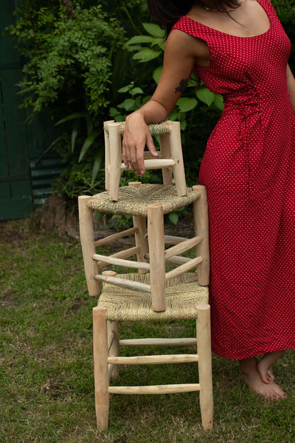 Nesting Eucalyptus Wood & Natural Rope Stools - Set of 3