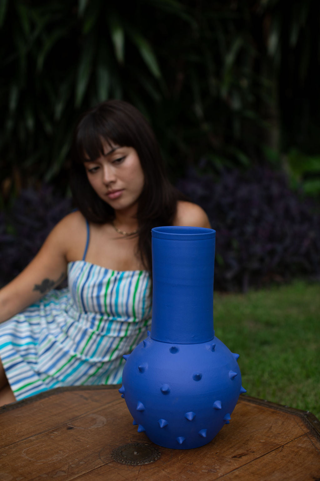 Majorelle Blue Ceramic Vase Morocco -4