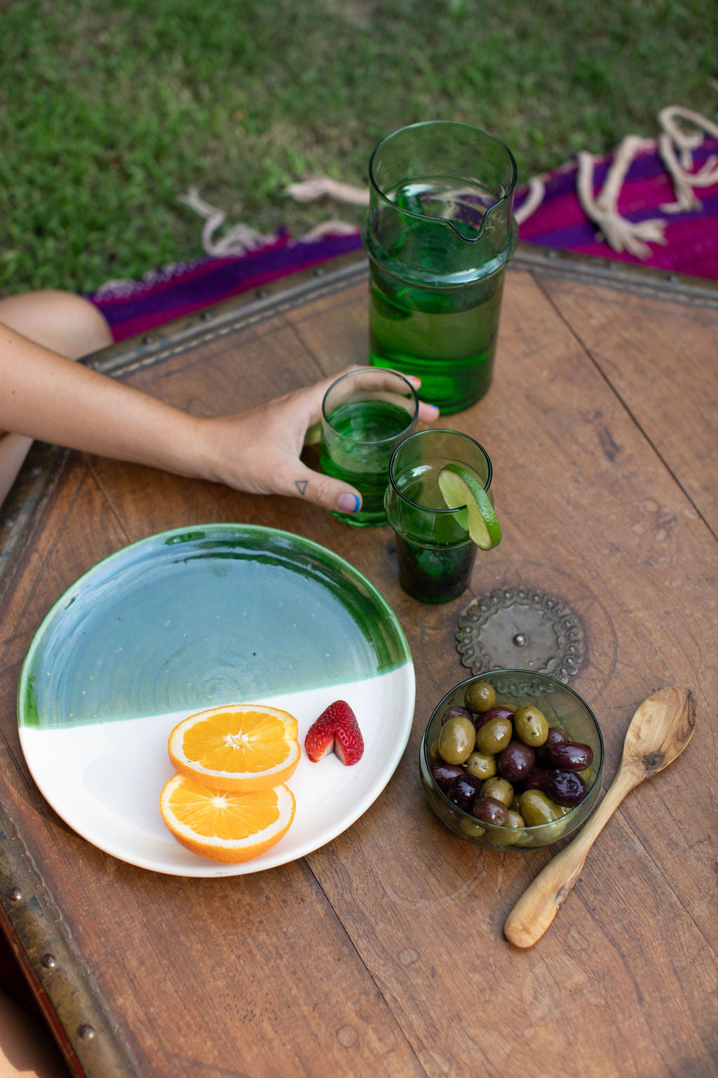 Green Plate - Hand-painted Morocco