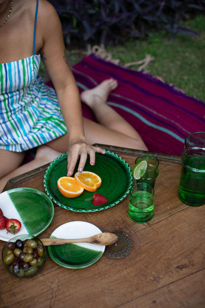 Green Sun Plate - Hand-painted Morocco