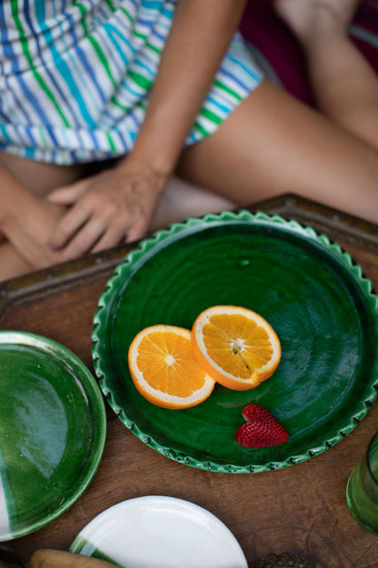 Green Sun Plate - Hand-painted Morocco