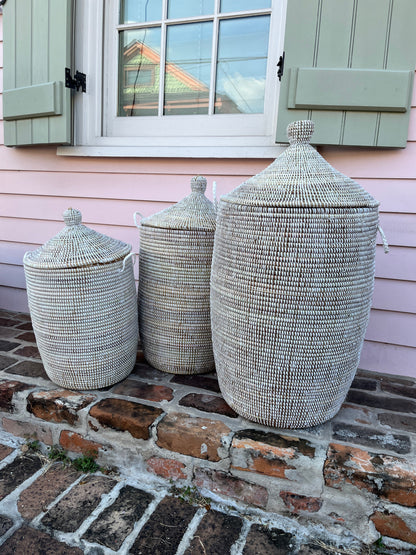 Baskets - 3 nesting sizes with design and handmade in West Africa