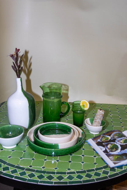Green Plate with edge- Hand-painted Morocco