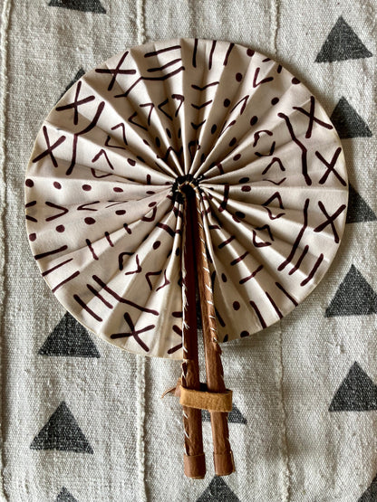 Fan - folds up for convenient storage, made out of African wax fabric