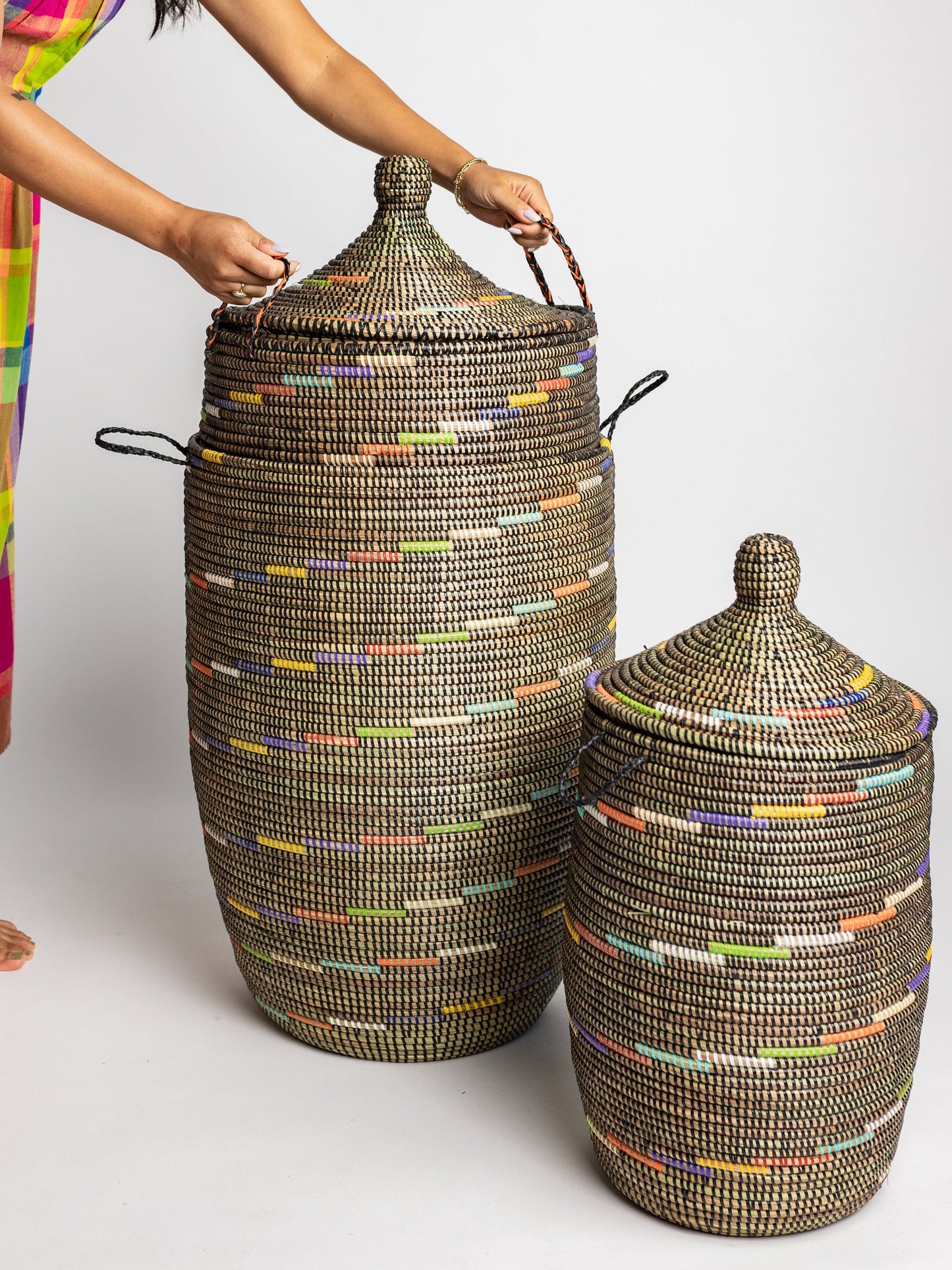 Baskets - 3 nesting sizes with design and handmade in West Africa