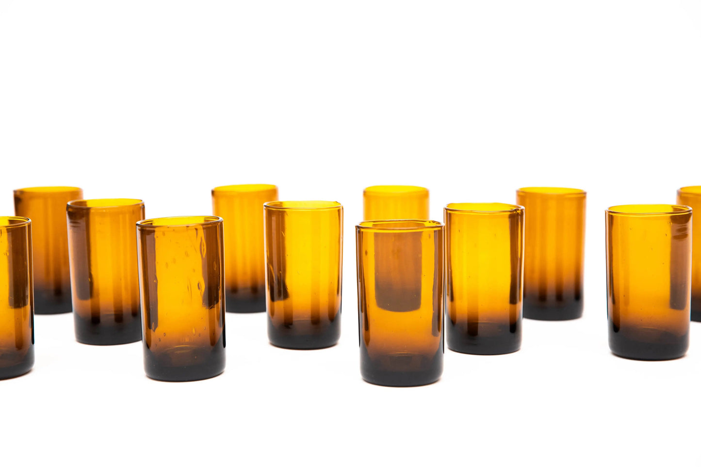 Glass (Tall, Amber) Set of 12, handblown in Bogota, Colombia