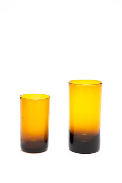 Glass (Tall, Amber) Set of 12, handblown in Bogota, Colombia