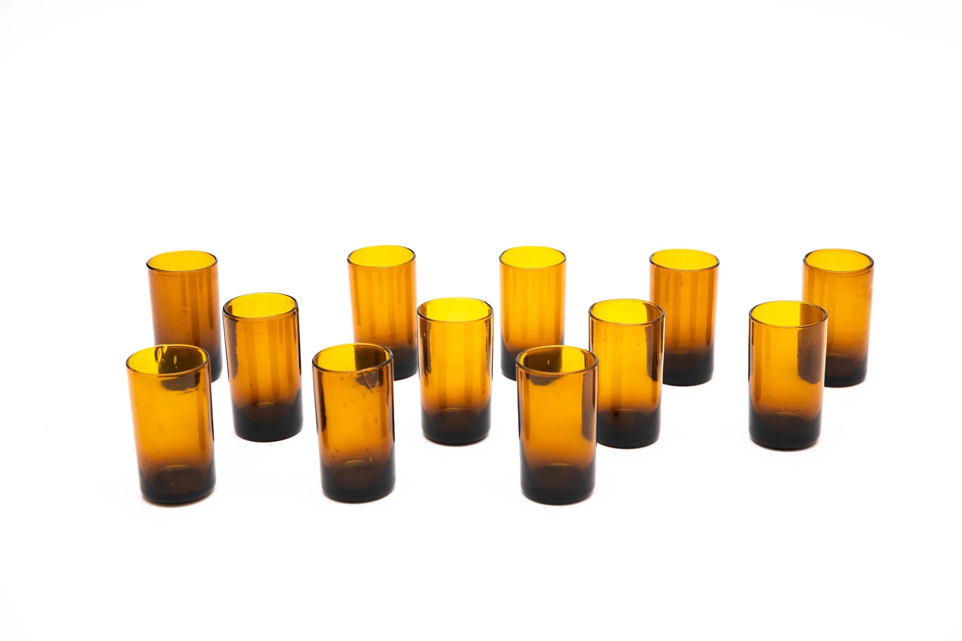 Glass (Tall, Amber) Set of 12, handblown in Bogota, Colombia