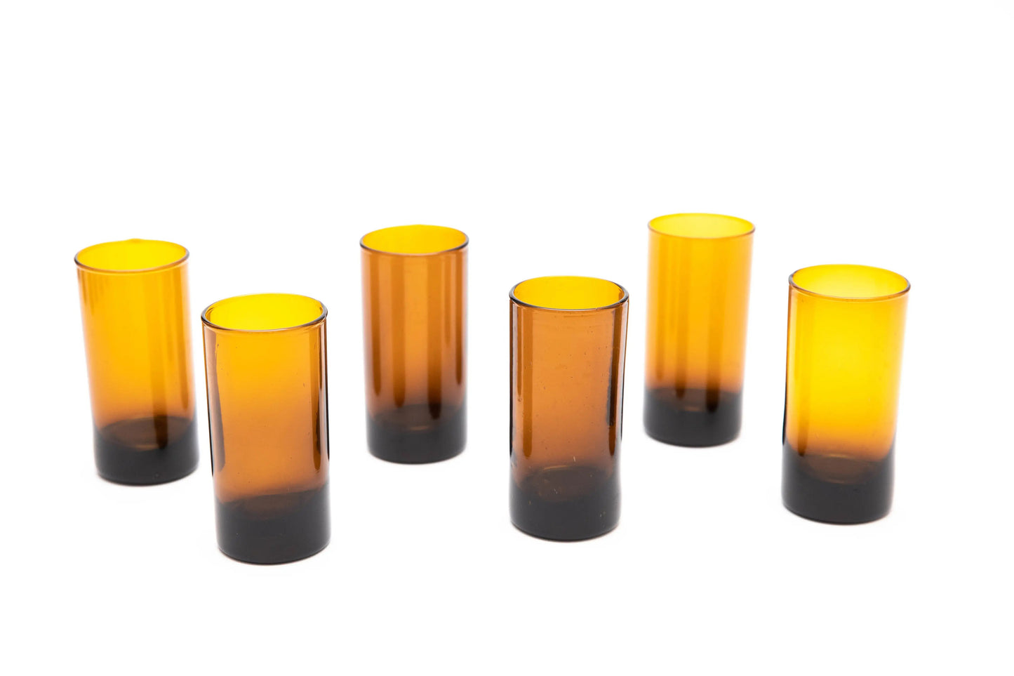 Glass (Tall, Amber) Set of 12, handblown in Bogota, Colombia